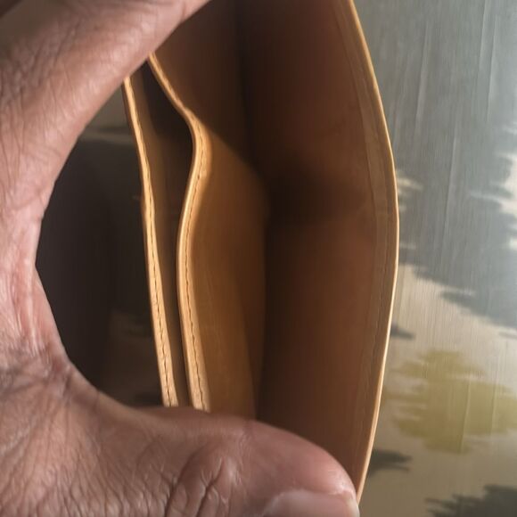 Tan Leather Key Card Holder Minimalist Design - Picture 4 of 7